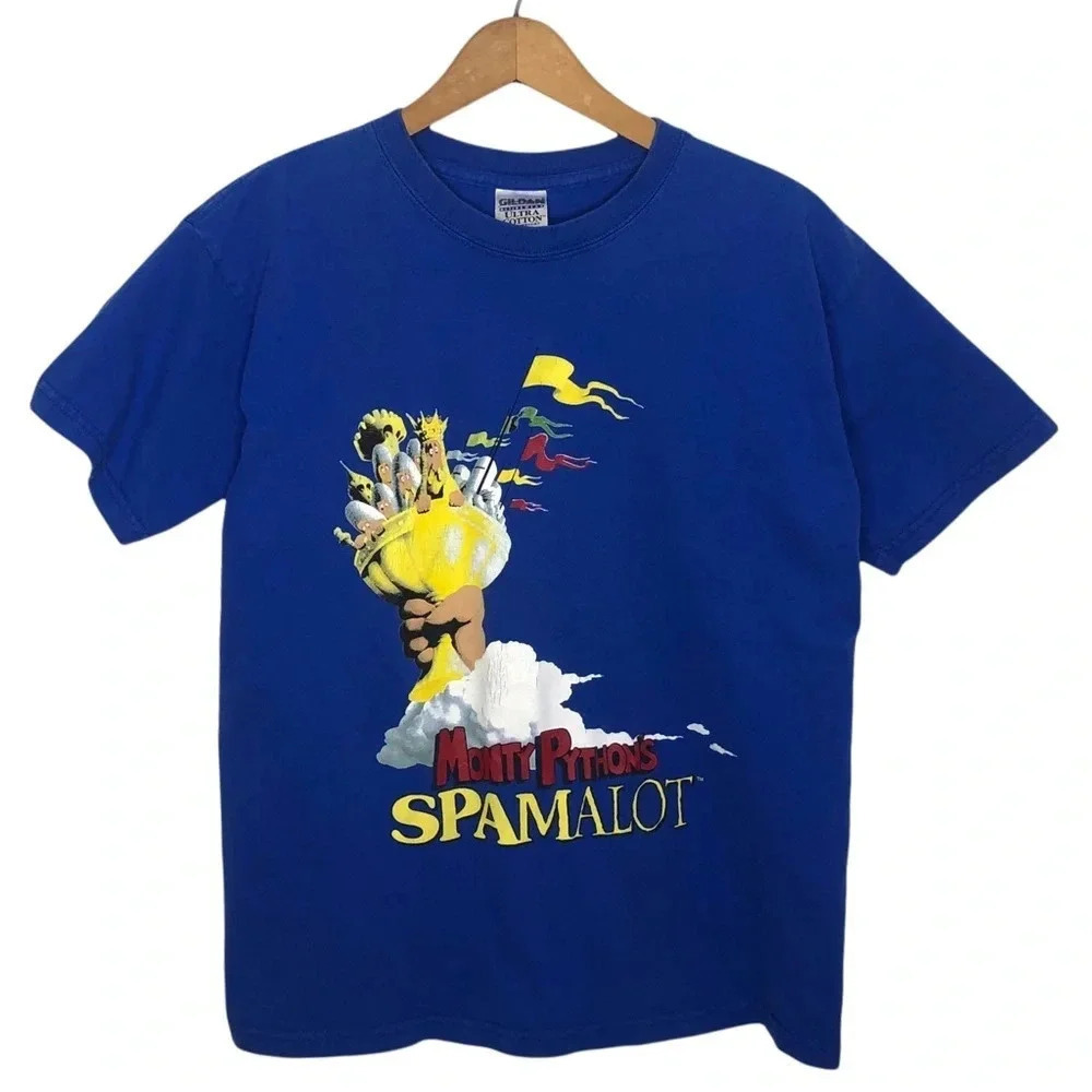 Monty Python Spamalot Graphic Tee Broadway Musical Comedy Blue T Shirt Youth L